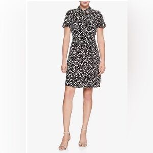 New Banana Republic Leopard Print Knot Neck Asymmetrical Fit Flare Dress SZ 0